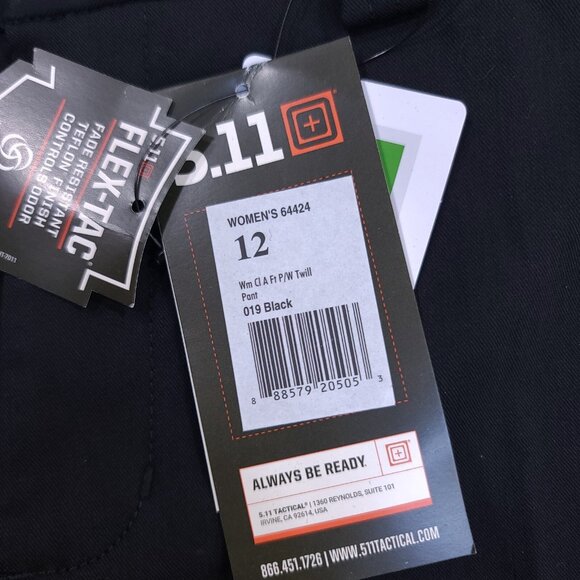 5.11 Tactical Pants Women’s 12 Black PDU Class A Flex-Tac Wool Blend Unhemmed - Picture 7 of 10
